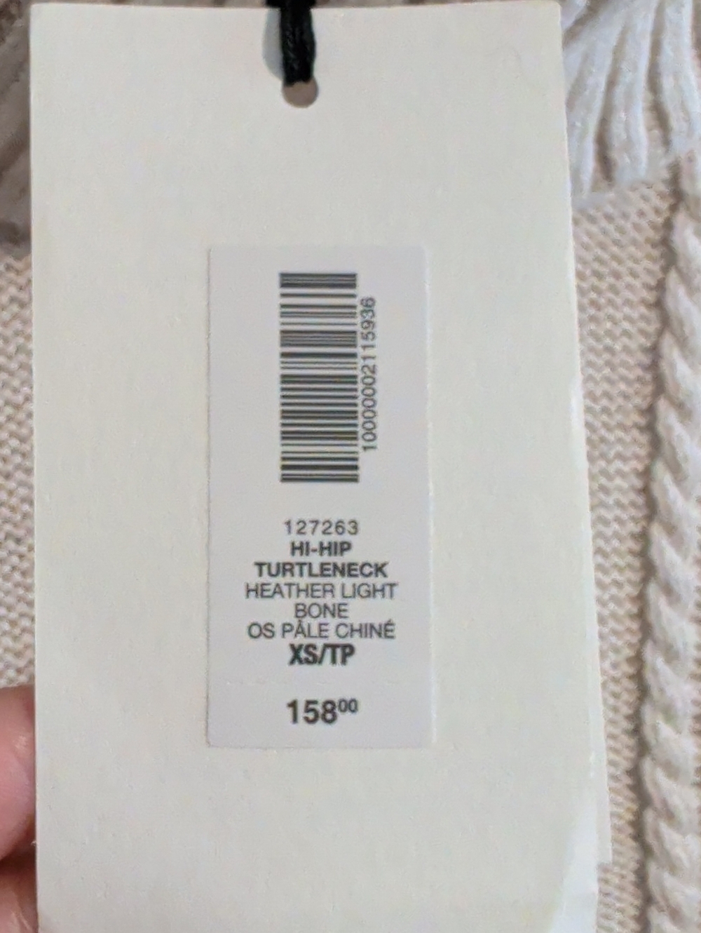 ARITZIA hi-hip turtleneck in heather light bone - size xs - Picture 4 of 12